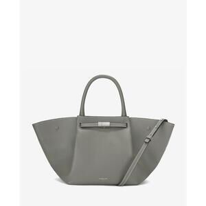 NEW DEMELLIER women's textured leather midi new york tote in grey